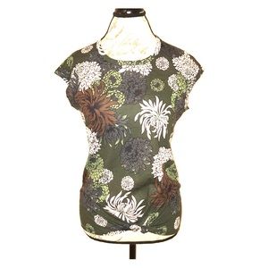 JOYLAB | Floral Cropped Sleeves Knot-Front Blouse